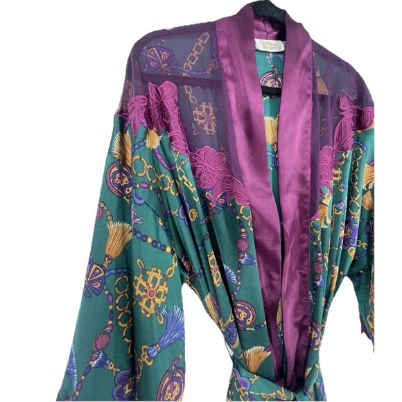 Vintage Victoria’s Secret Gold Label Kimono Sheer Robe Chain Baroque Jewel - Picture 1 of 15